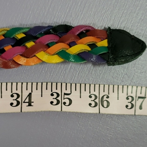 Vintage CHIC Rainbow Leather Braid Belt Medium - Picture 4 of 4